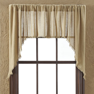Swag Curtains Valances You Ll Love Wayfair Francoise Cloth Khaki Fringed Swag Curtain Valance Set Of 2