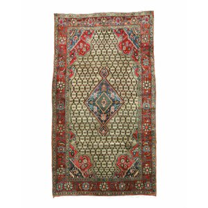 Kolyaee Hand-Knotted Beige/Red Area Rug