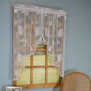Tradewinds Lace Nautical Sheer Rod Pocket Single Curtain Panel