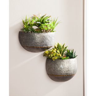 Metal Planters You Ll Love Wayfair 2 Piece Metal Wall Planter Set
