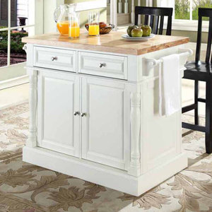Lewistown Kitchen Island Set with Butcher Block Top