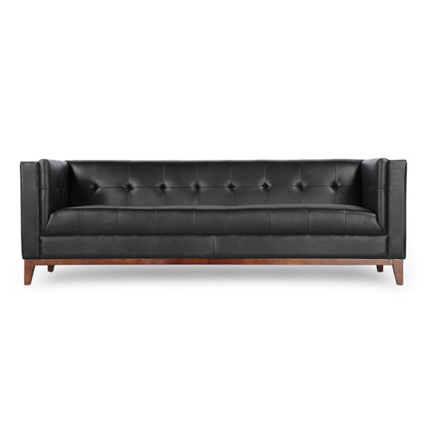 Harrison Mid Century Modern Loft Leather Chesterfield Sofa & Reviews