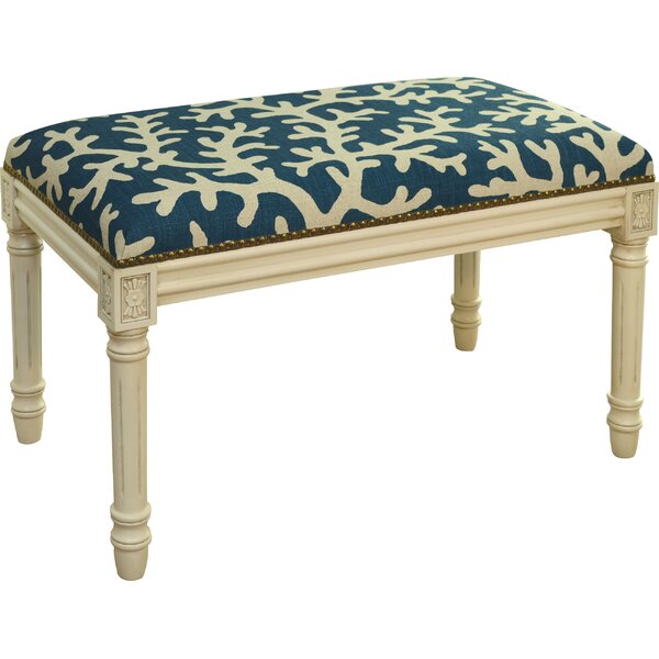 123 Creations Coastal Upholstered & Wood Bench & Reviews | Wayfair