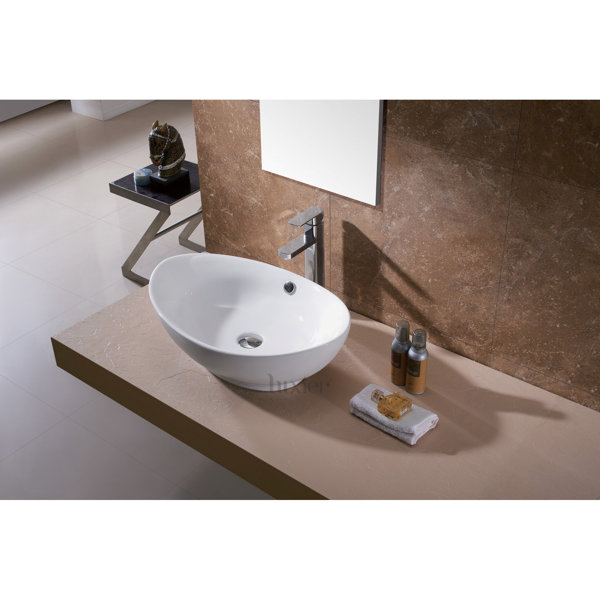 Luxier L004 Bathroom Egg Porcelain Ceramic Oval Vessel Bathroom Sink