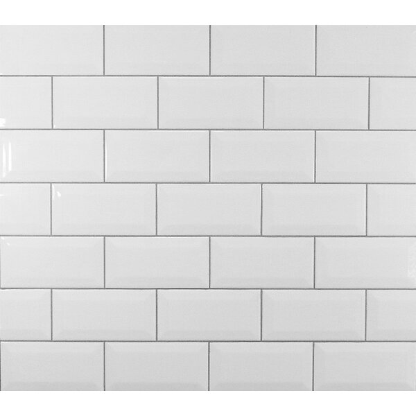 Mulia Tile Classic Beveled Ceramic Subway Tile in White & Reviews | Wayfair