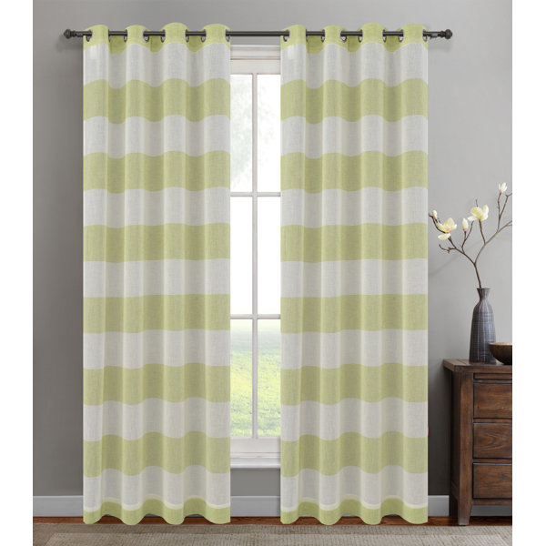 Green Striped Curtains & Drapes You'll Love Wayfair