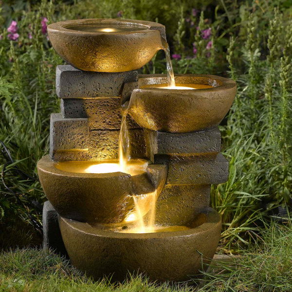 Outdoor Fountains You Ll Love Wayfair Round outdoor fountain with stone edging 2. wayfair