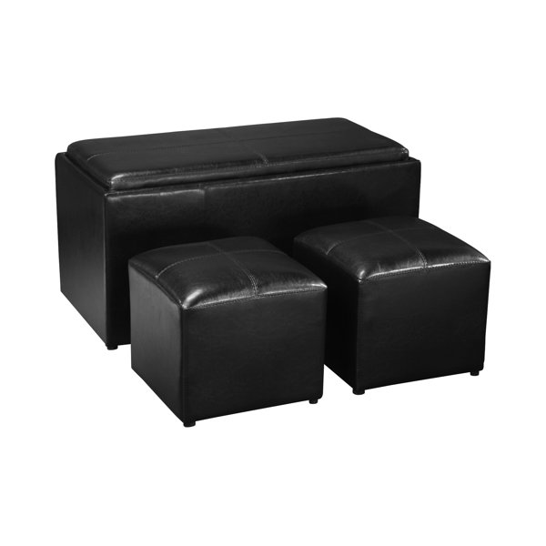 Black Leather Storage Ottomans House PR Black Ottomans & Poufs You'll Love Wayfair - Black Leather Storage Ottomans House PR