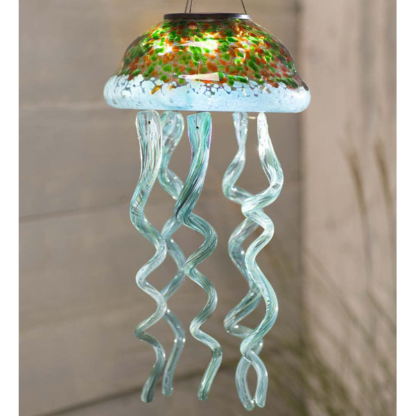 Wind & Weather Solar Glass Jellyfish Mobile Wind Chime Wayfair.ca
