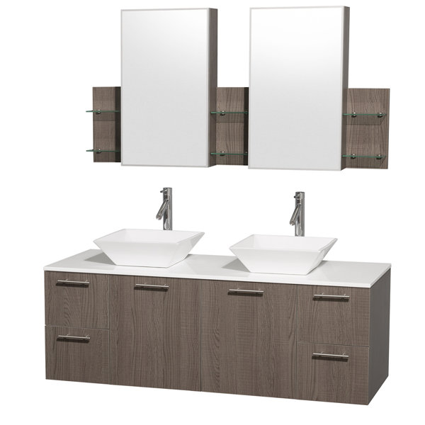 wyndham collection amare 60" double gray oak bathroom vanity set wyndham collection amare 60" double gray oak bathroom vanity set