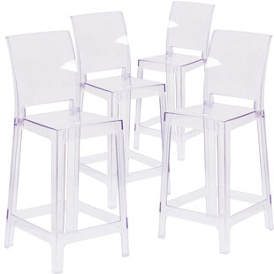 Full Back Plastic Acrylic Bar Stools You Ll Love Wayfair Darchelle Counter Bar Stool With Square Back Set Of 4