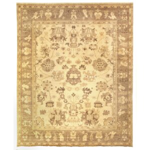Oushak Hand-Knotted Wool Ivory/Brown Area Rug