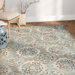 Raquel Machine Woven Teal/Silver/Gray Area Rug