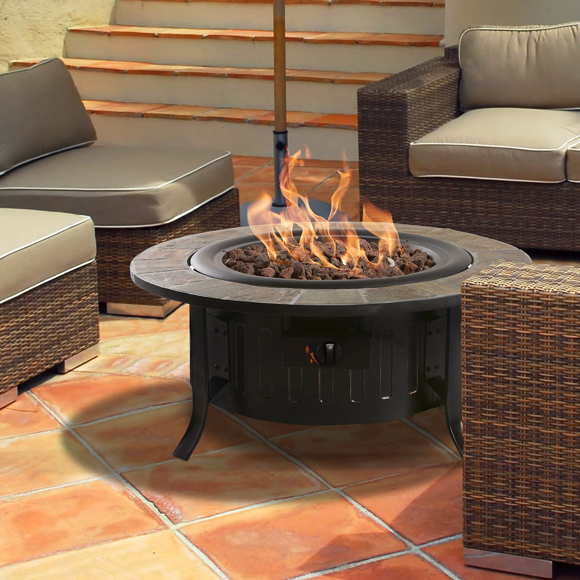 Bond Bolen Steel Outdoor Gas Table Top Fireplace & Reviews | Wayfair