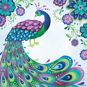 Floral Peacock Canvas Art