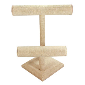 2 Tier Linen T Bar Display Jewelry Box
