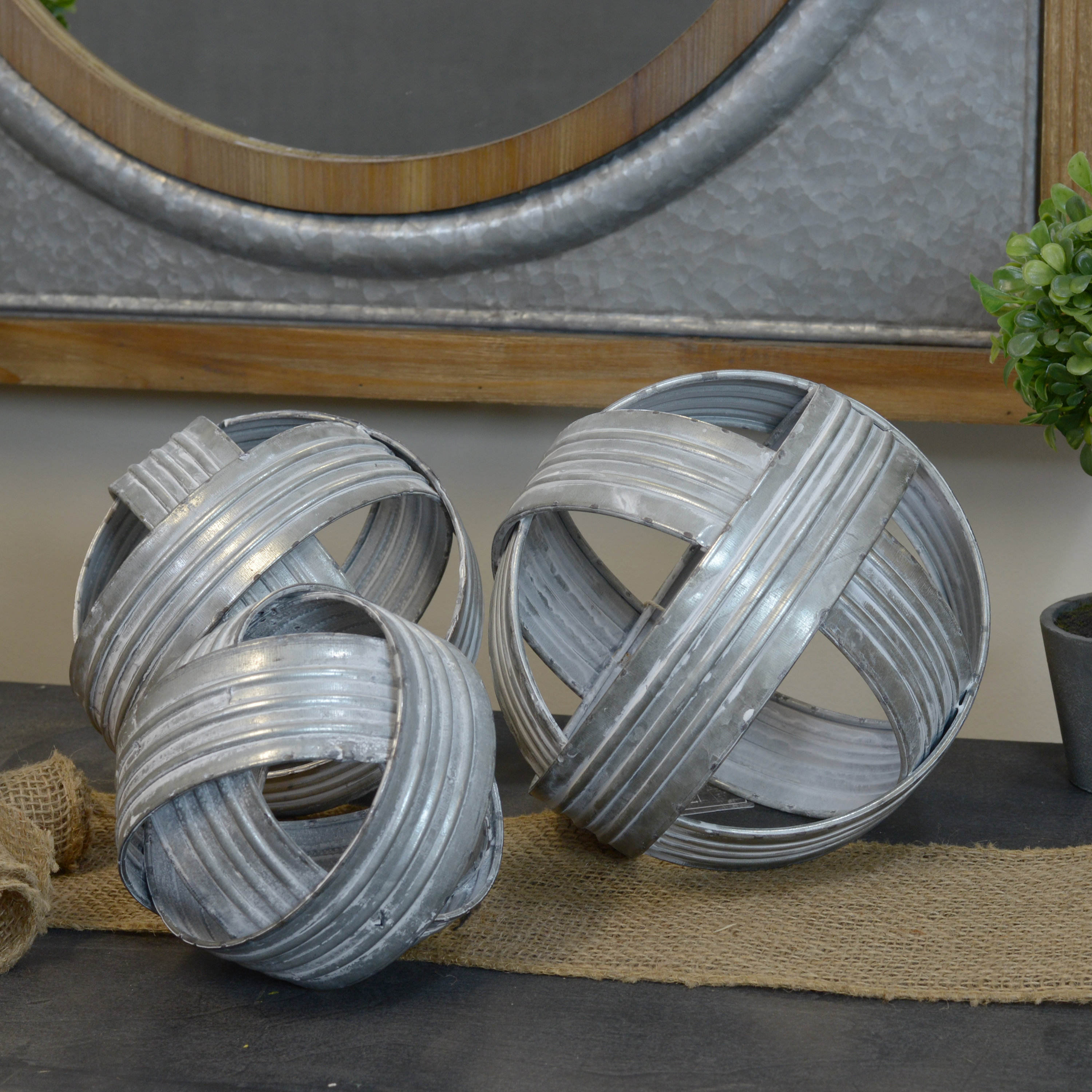 Metal Spheres 3 Piece Sculpture Set