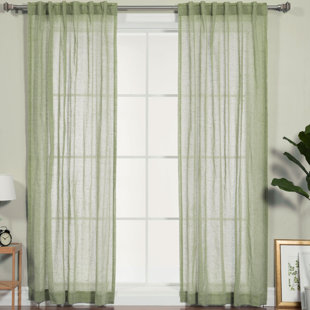 Sage Green Curtains Wayfair Faux Pippin Linen Solid Sheer Rod Pocket Curtain Panels Set Of 2