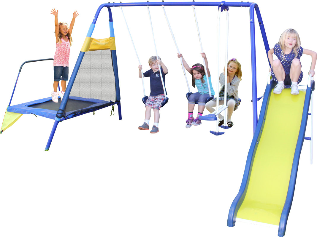 Natus Inc Almansor Metal Trampoline/Slide and Swing Set & Reviews Wayfair
