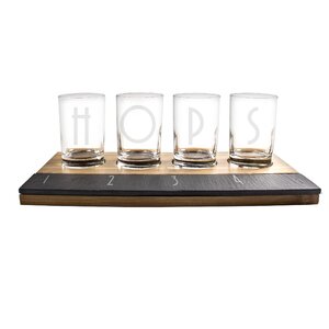 6 Piece Personalized Bamboo and Slate Beer Tasting Flight Set