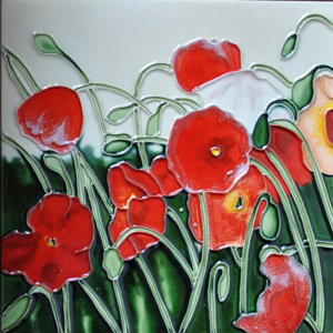 Poppy Flower Tile Wall Decor