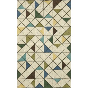 Fantasy Triangles Driftwood Hand Tufted Wool Beige Area Rug