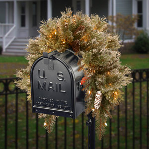 Pine Pre-Lit Mailbox Swag with 35 Battery Operated LED Lights