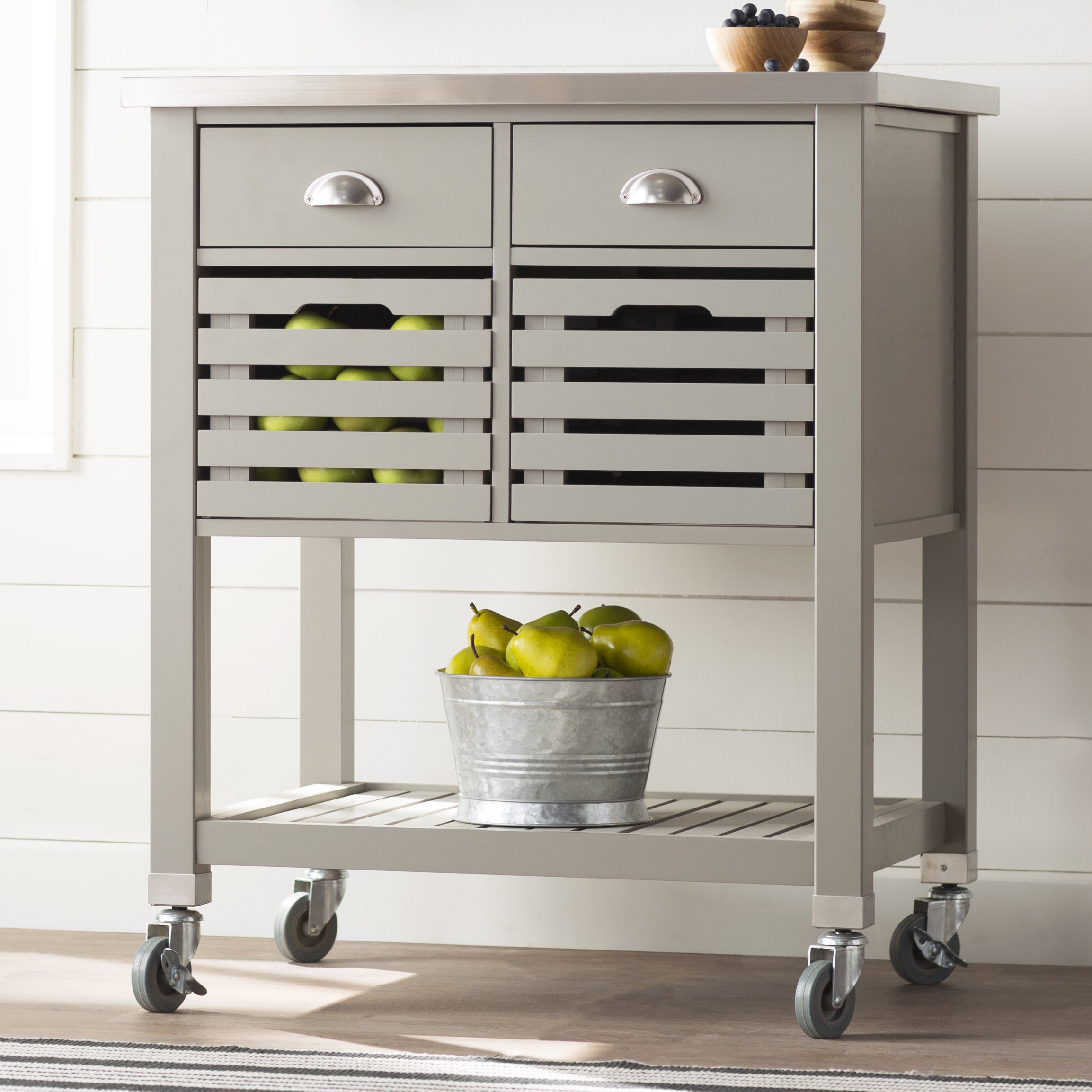 Charlton Home Chason Kitchen Cart With Stainless Top Reviews Wayfair