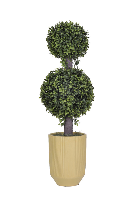House of Silk Flowers Artificial Double Boxwood Ball Topiary in Planter