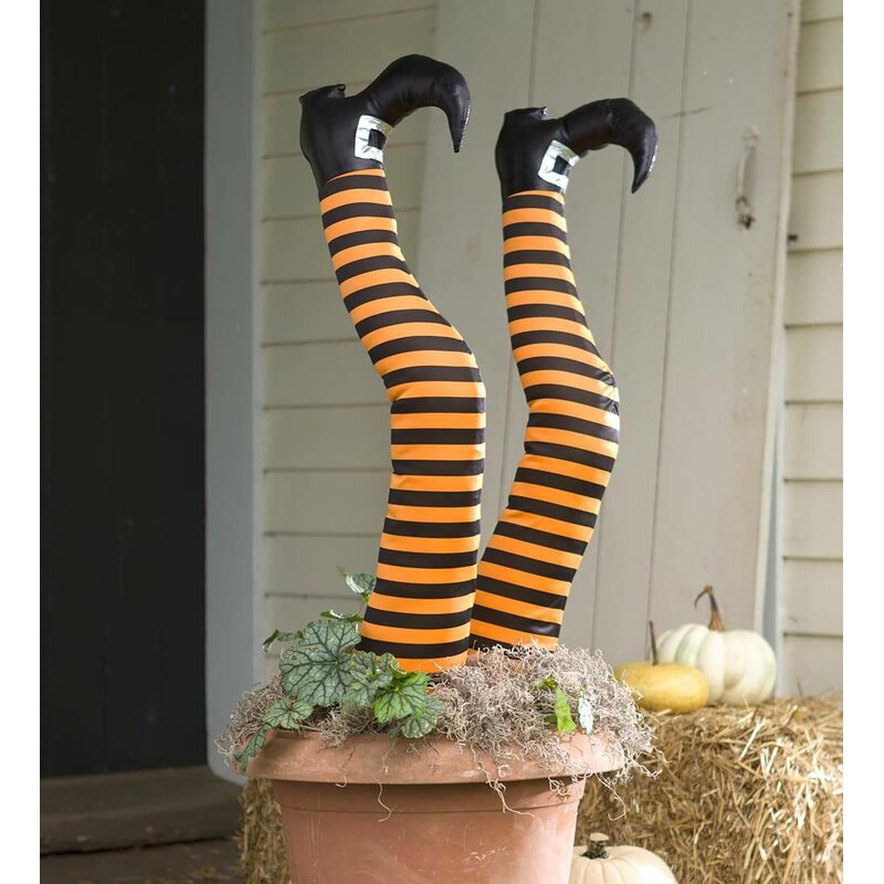 Plow & Hearth Halloween Witch Leg Figurine & Reviews | Wayfair