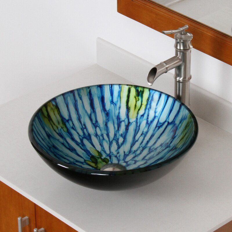 Elite Double Layered Glass Circular Vessel Bathroom Sink | Wayfair