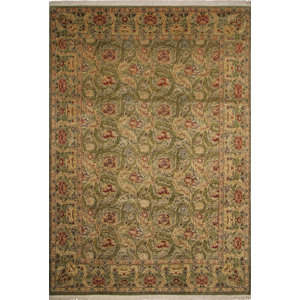 One-of-a-Kind Rivertown Hand Knotted Wool Light Green Area Rug