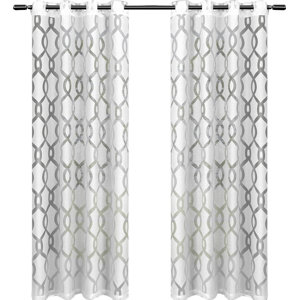 Britain Geometric Sheer Grommet Curtain Panels (Set of 2)