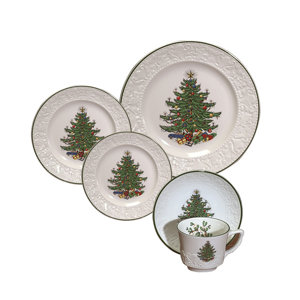 Original Christmas Tree Dickens Embossed 20 Piece Place Setting Set (Set of 20)