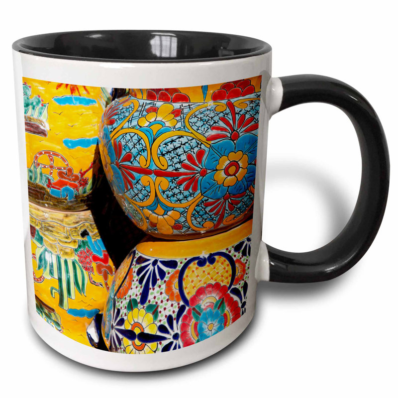 Rose Arizona Tucson Tubac Traditional Handpainted Mexican Arizona Tucson Tubac Traditional Handpainted Mexican Pottery Coffee Mug