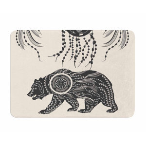 Boho Ornate Bear by Famenxt Memory Foam Bath Mat