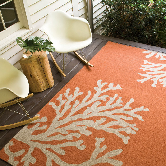 The Conestoga Trading Co. Hooked Orange Indoor/Outdoor Area Rug