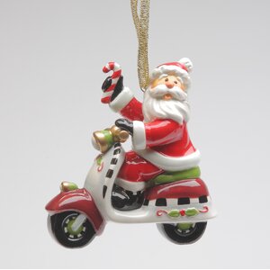 Santa Riding Scooter Ornament