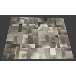 Fabian Handmade Cowhide Dark Gray/Natural Area Rug