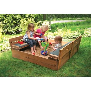 Deluxe Convertible Cedar 4' ft. Square Sandbox with Cover