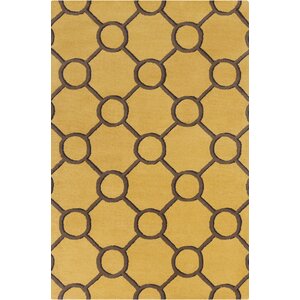 Stella Patterned Contemporary Wool Yellow/Brown Area Rug