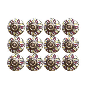 Handpainted Taj Hotel Mushroom Knob (Set of 12)