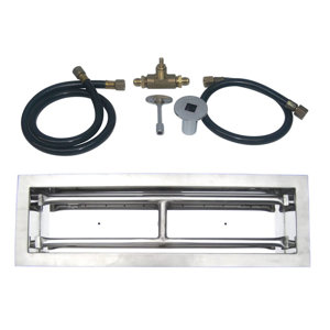 Stainless Steel Drop-In Fire Pit Natural Gas Rectangular Burner Kit