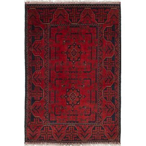 Lelia Hand-Knotted Wool Red Abstract Area Rug