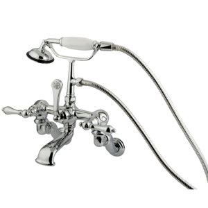 Hot Springs Double Handle Wall Mount Clawfoot Tub Faucet with Hand Shower