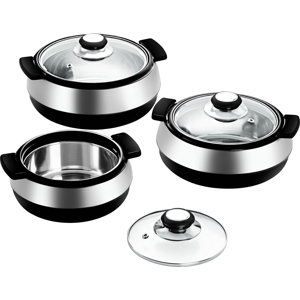 3-Piece Stainless Steel Round Casserole Set