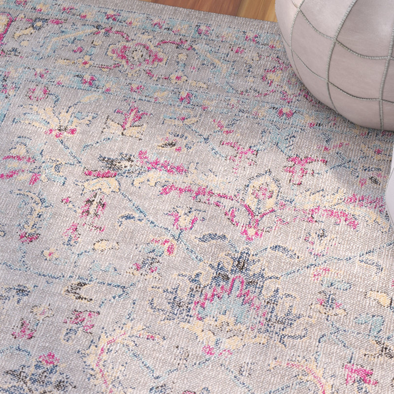 Bungalow Rose Randhir Floral Gray/Pink Area Rug & Reviews Wayfair
