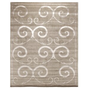 Hand-Knotted Wool/Silk Beige Area Rug