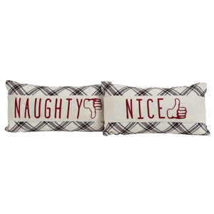 Ball Ground 2 Piece Naughty and Nice Lumbar Pillow Set