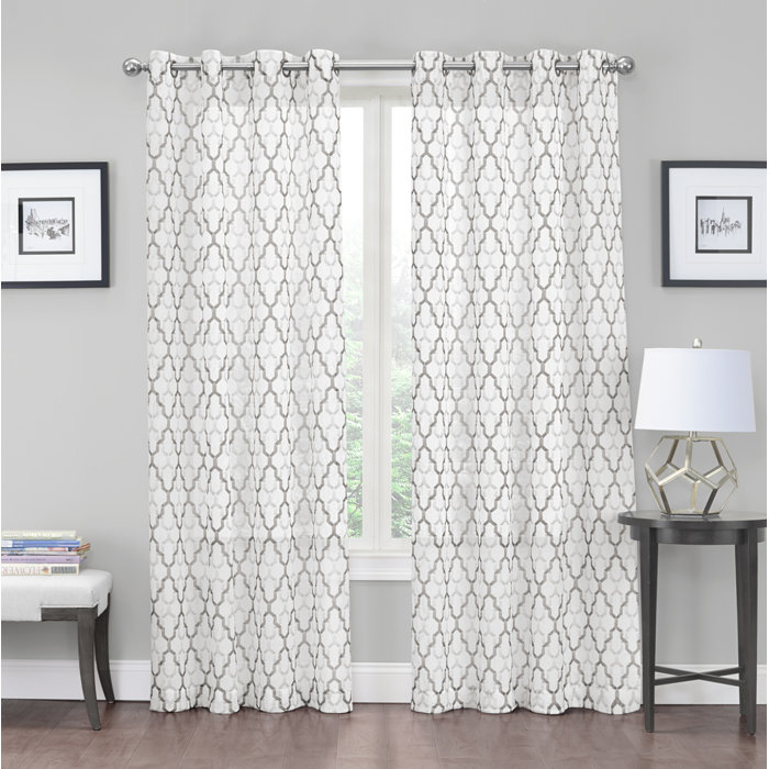 Charlton Home Karlin Crushed Lattice Printed Geometric Sheer